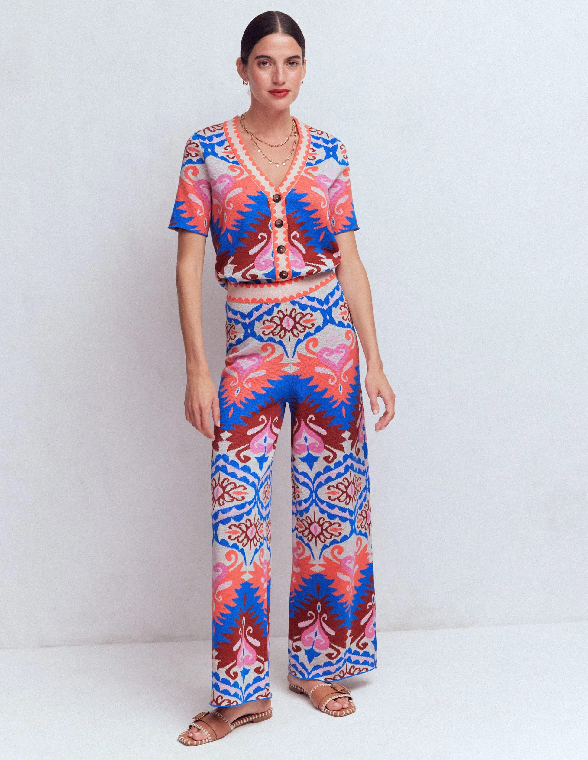 Jacquard Knitted Pants-Multi Aztec | Boden (US)