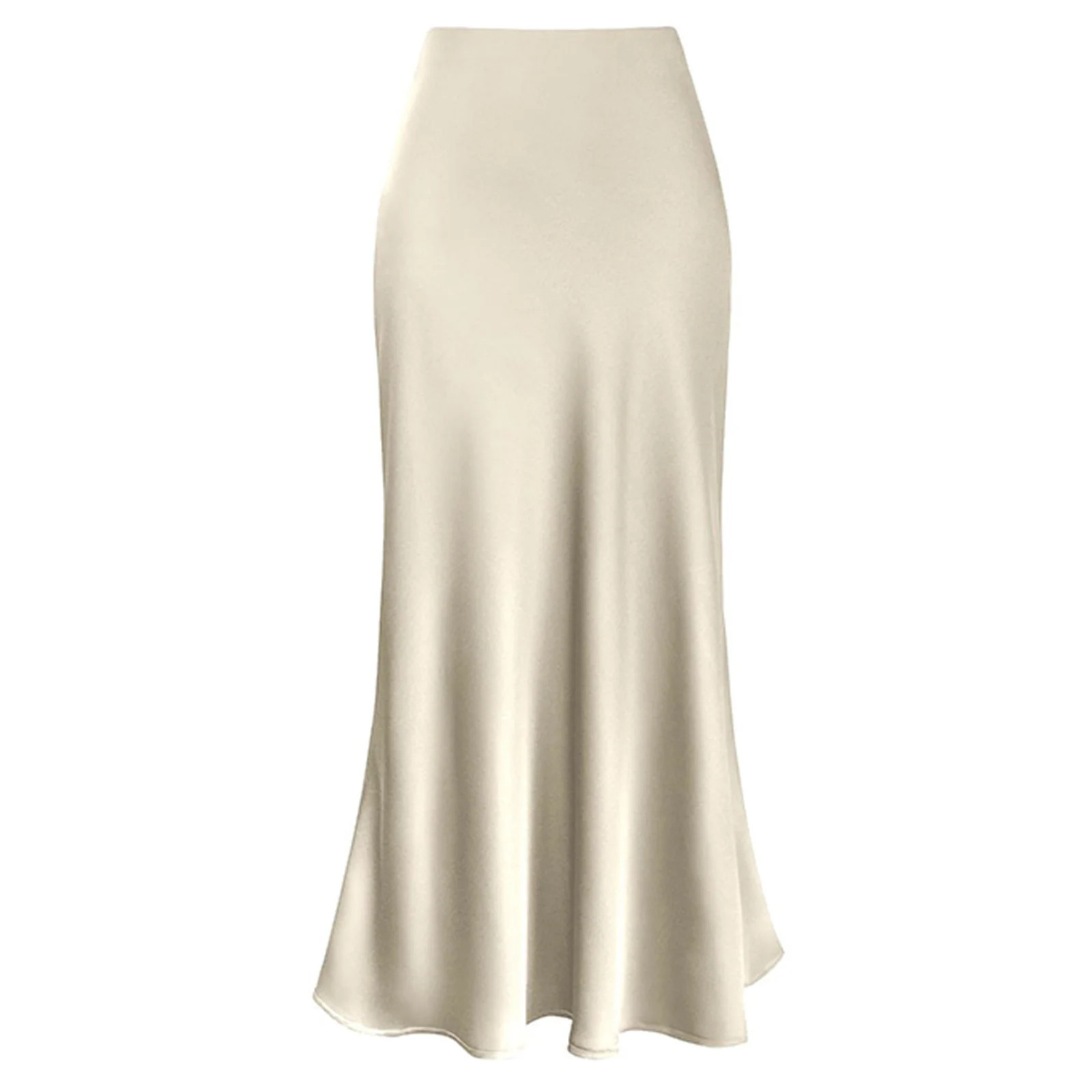 WTXUE Skirts for Women, Women's Skirt Stretch Waist High Solid Satin Dress, Beige XL | Walmart (US)