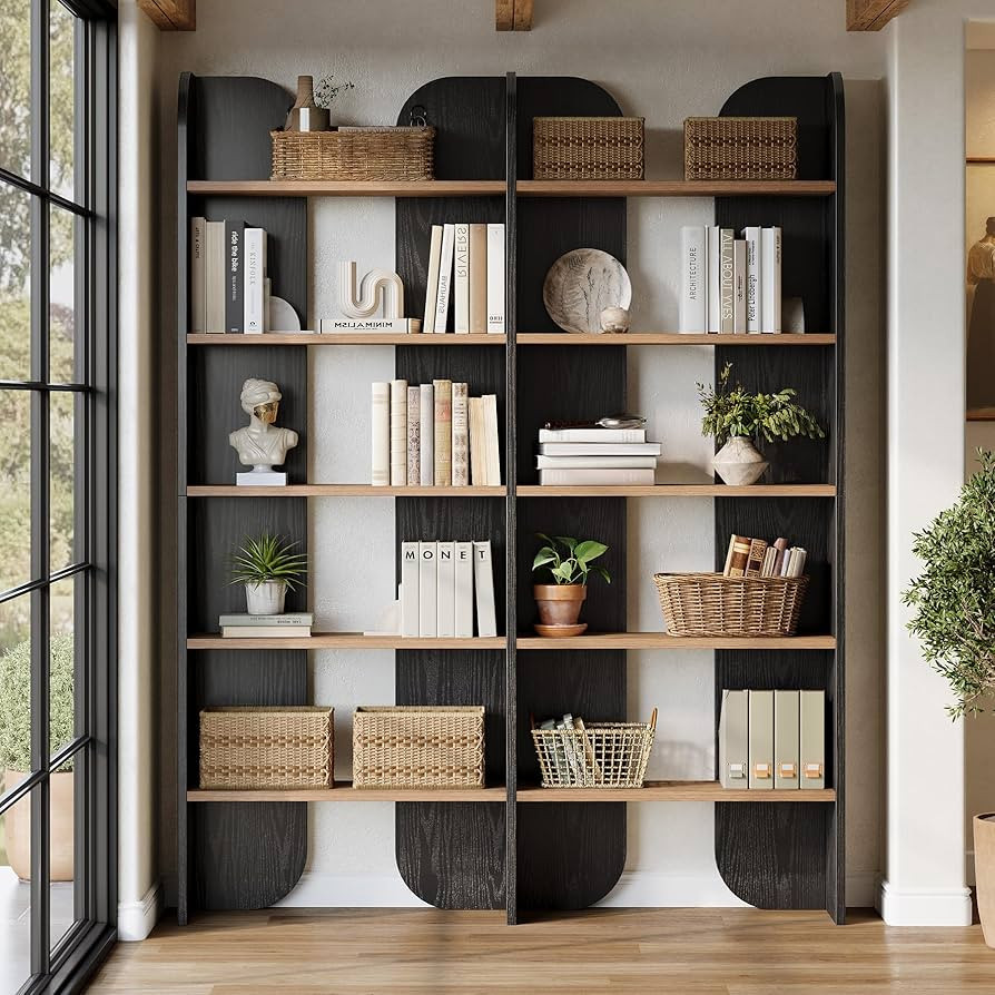 Tribesigns 70.87" Tall Farmhouse Bookshelf, 5-Tier Double Wide Bookcase with Open Shelves, Vintag... | Amazon (US)