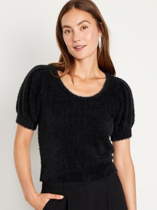Short-Sleeve Eyelash Sweater for Women | Old Navy (US)