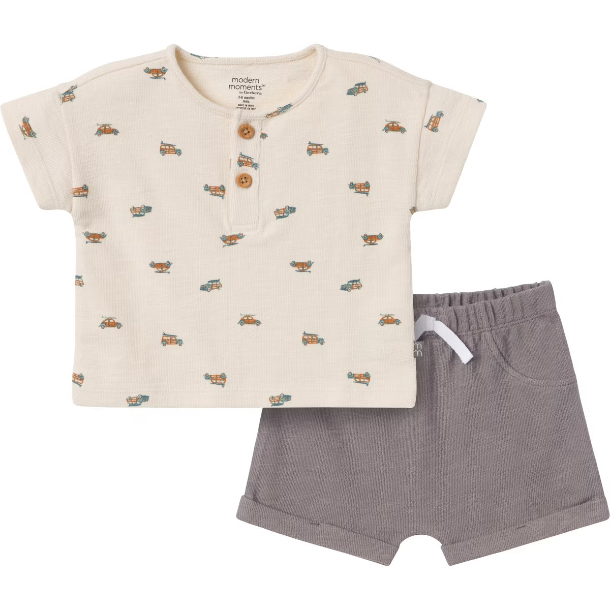 Modern Moments™ by Gerber Baby Boys' 2-Piece Henley Shirt and Shorts Set | Target