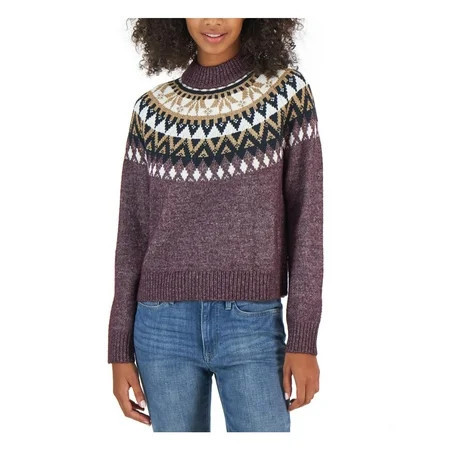 Tommy Hilfiger Womens Half Snowflake Raglan Sweater Aubergine Multi S | Walmart (US)