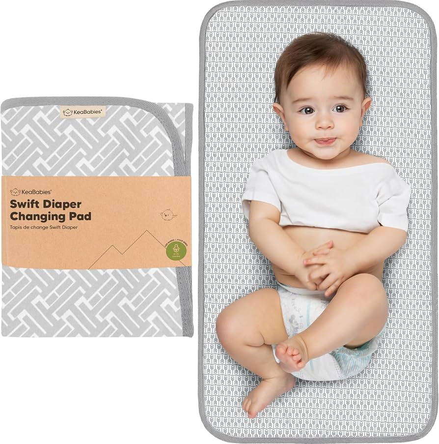 KeaBabies Portable Diaper Changing Pad, Easy Wipe Clean, 25x13 (Gray Mod) | Amazon (US)