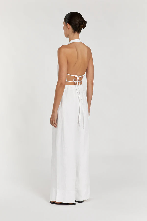 GINA WHITE LINEN ELASTIC WAIST PANT | DISSH