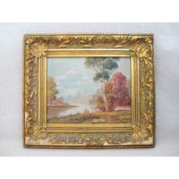 Vintage Fall Landscape Painting, Framed Original Fine Art, Antique Oil, Woodlands Rustic Cabin Décor | Etsy (US)