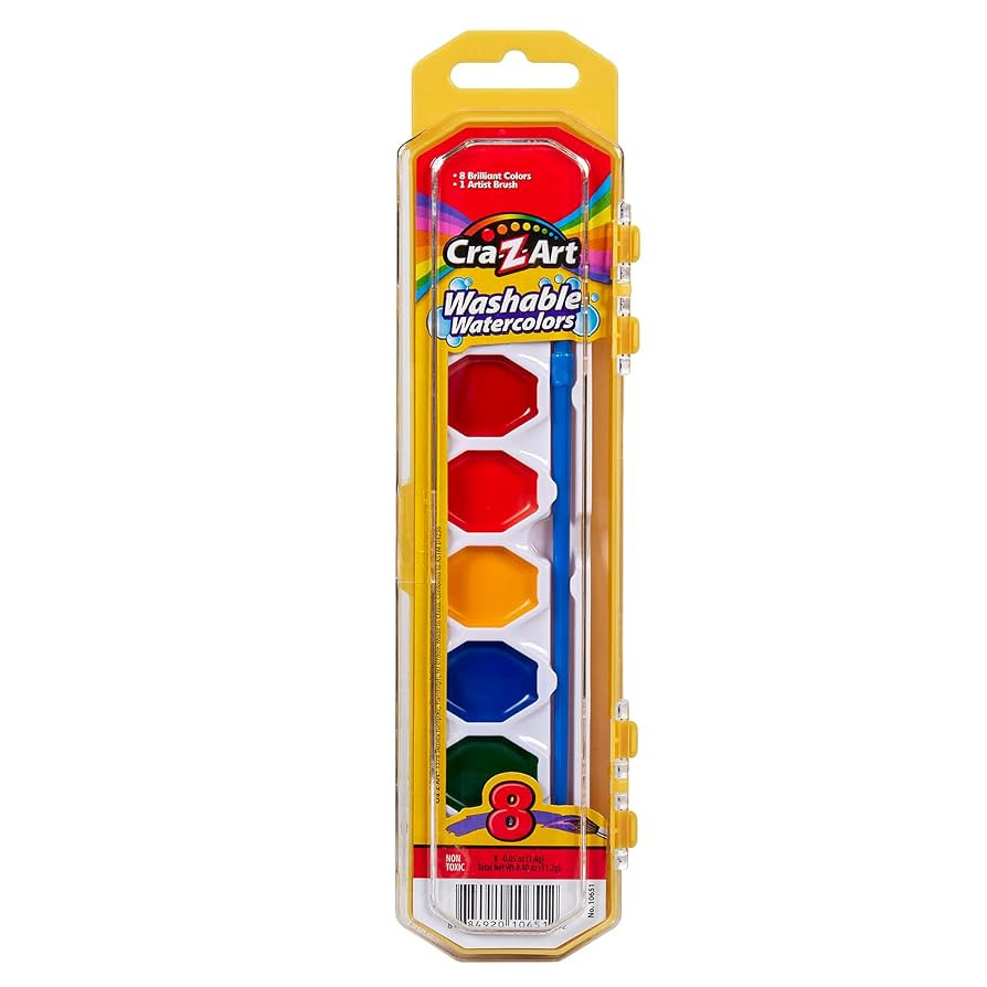Cra-Z-art Washable Watercolors with Brush, 8 Colors, 1 Tray (10651) | Amazon (US)
