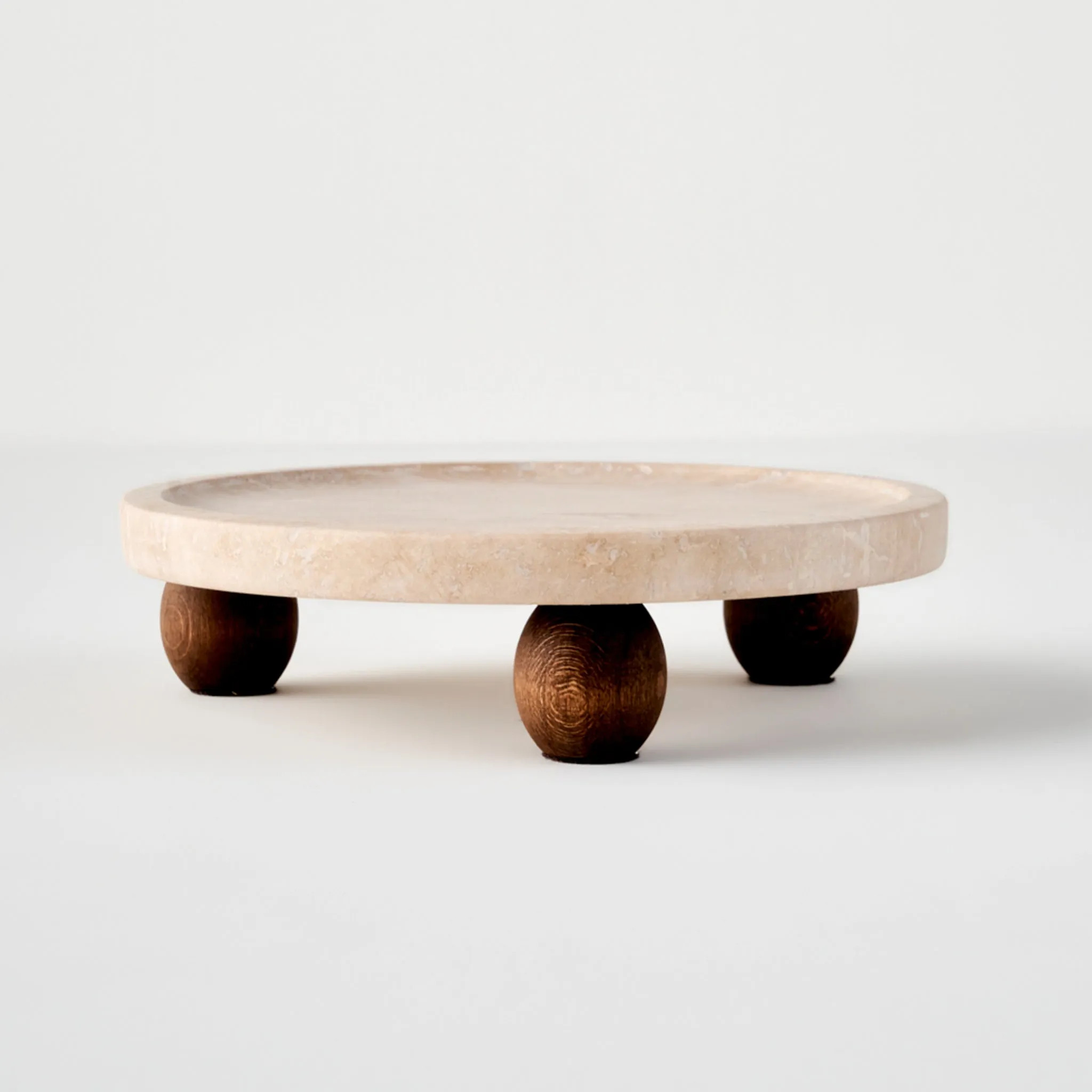 Ephesus Travertine Pedestal Serving Stand | Bella Maison USA