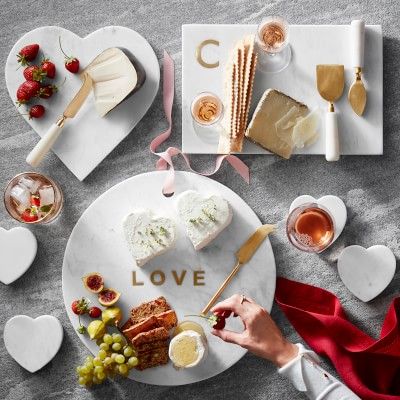 Marble & Brass "Love" Round Cheese Board with Knife | Williams-Sonoma