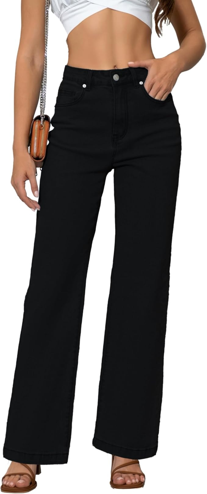 Womens Jeans Mid Waisted Straight Leg Loose Stretchy Lightweight Tummy Control Trendy Jeans for W... | Amazon (US)