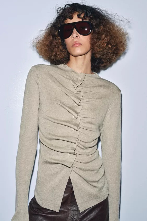 DRAPED KNIT CARDIGAN | Zara UK