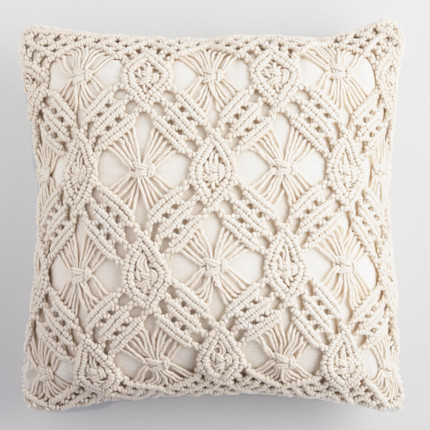 Click for more info about Natural Macrame Indoor Outdoor Patio Throw Pillow - Polyester by World Market
