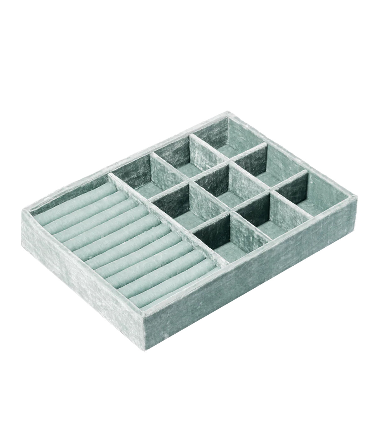 Stackable Silk Velvet Jewelry Tray in Seafoam | Loren Hope Designs