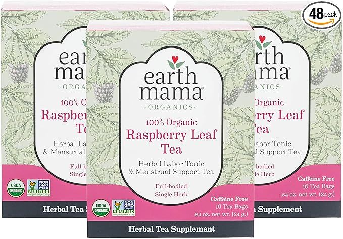 Earth Mama Organic Raspberry Leaf Tea Bags for Labor Tonic and Menstrual Support, 16-Count (3-Pac... | Amazon (US)
