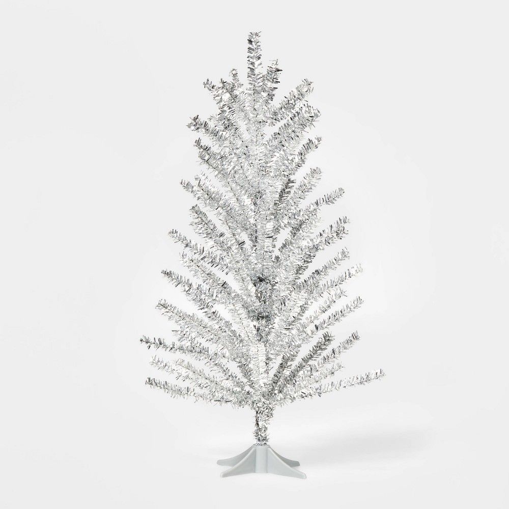 2ft Unlit Tinsel Christmas Tree Shiny Silver - Wondershop | Target
