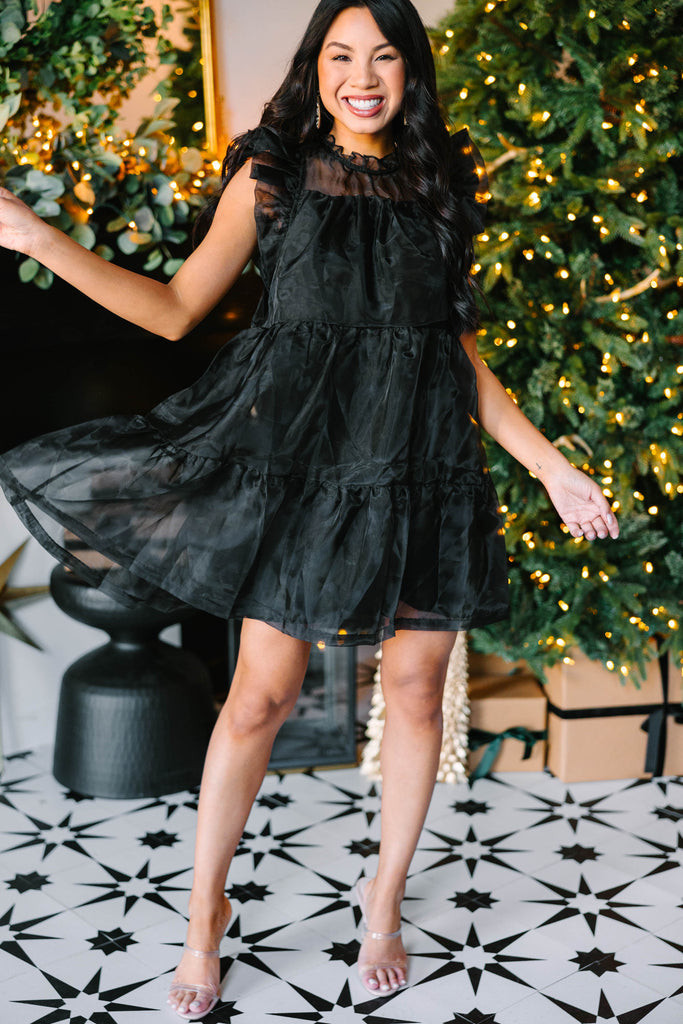 Keep Watch Black Ruffled Dress | The Mint Julep Boutique