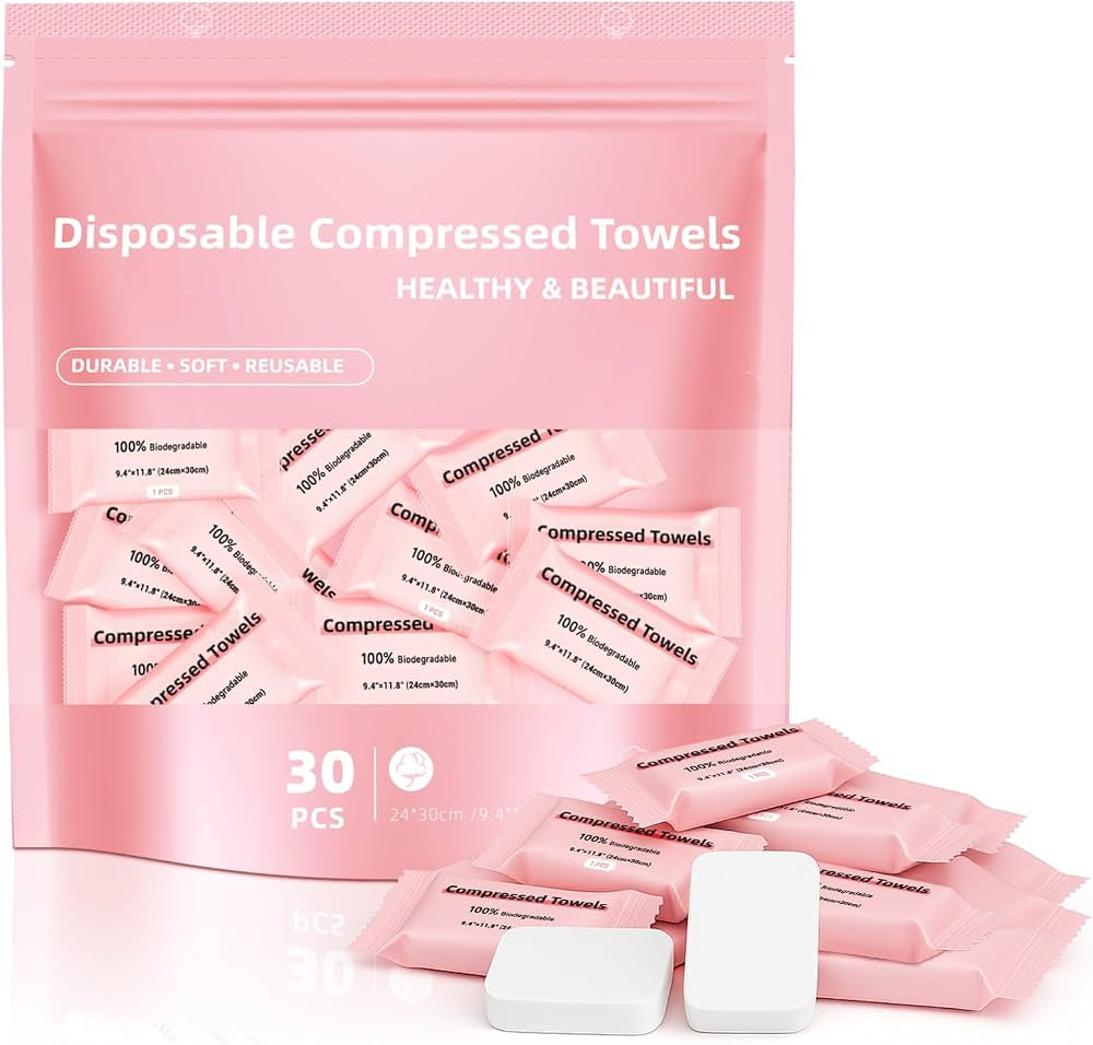 Disposable Compressed Face Towels, Ultra Soft Large Size Compressed Towel Tablets Portable Washcl... | Amazon (US)