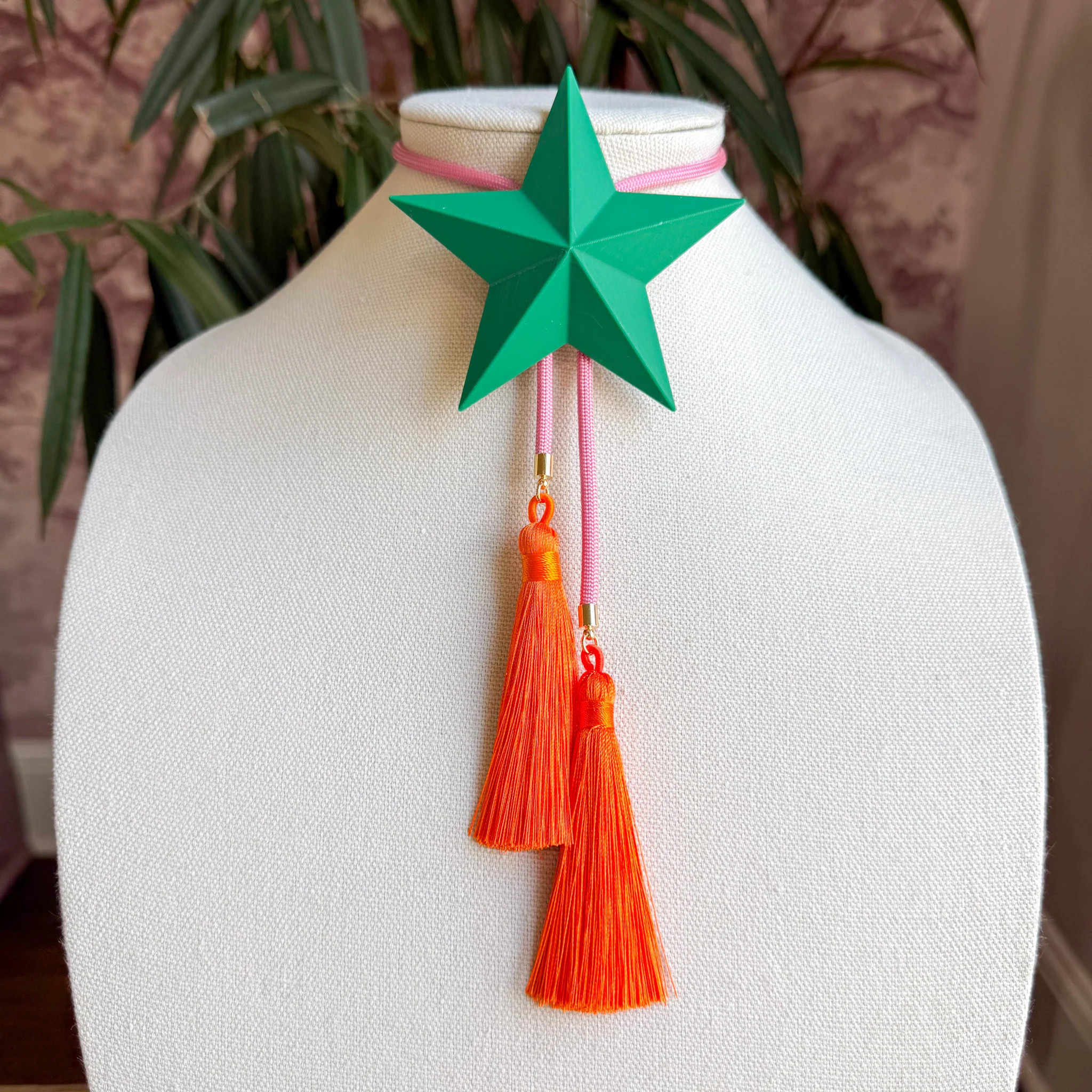 Lone Star Bolo Kelly Green with Bubblegum Pink & Orange | Rahya Jewelry Design