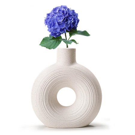 Pwtool White Flower Vase Ceramic Flower Vase Beige Hollow Vase Modern Round Shape Decorative Flower  | Walmart (US)