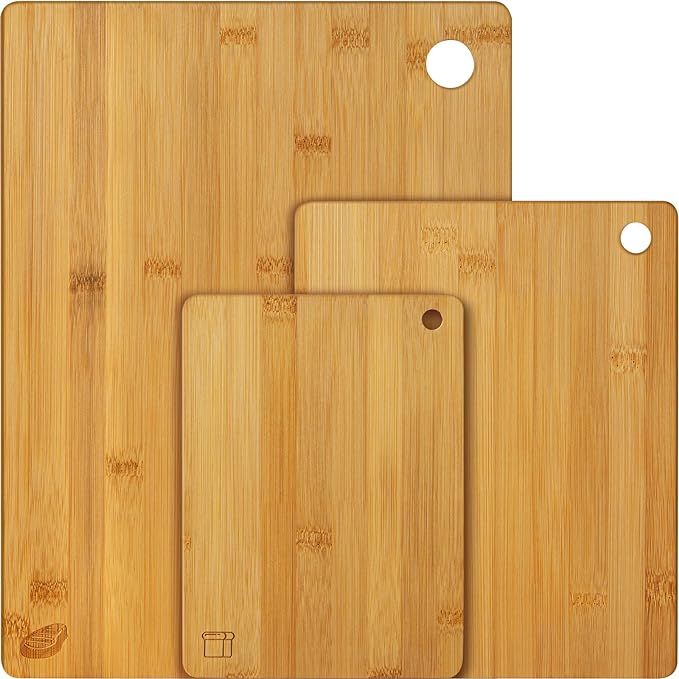 Bamboo Cutting Board, Kikcoin Wood Cutting Boards for Kitchen Cutting Board Set with Hanging Hole... | Amazon (US)