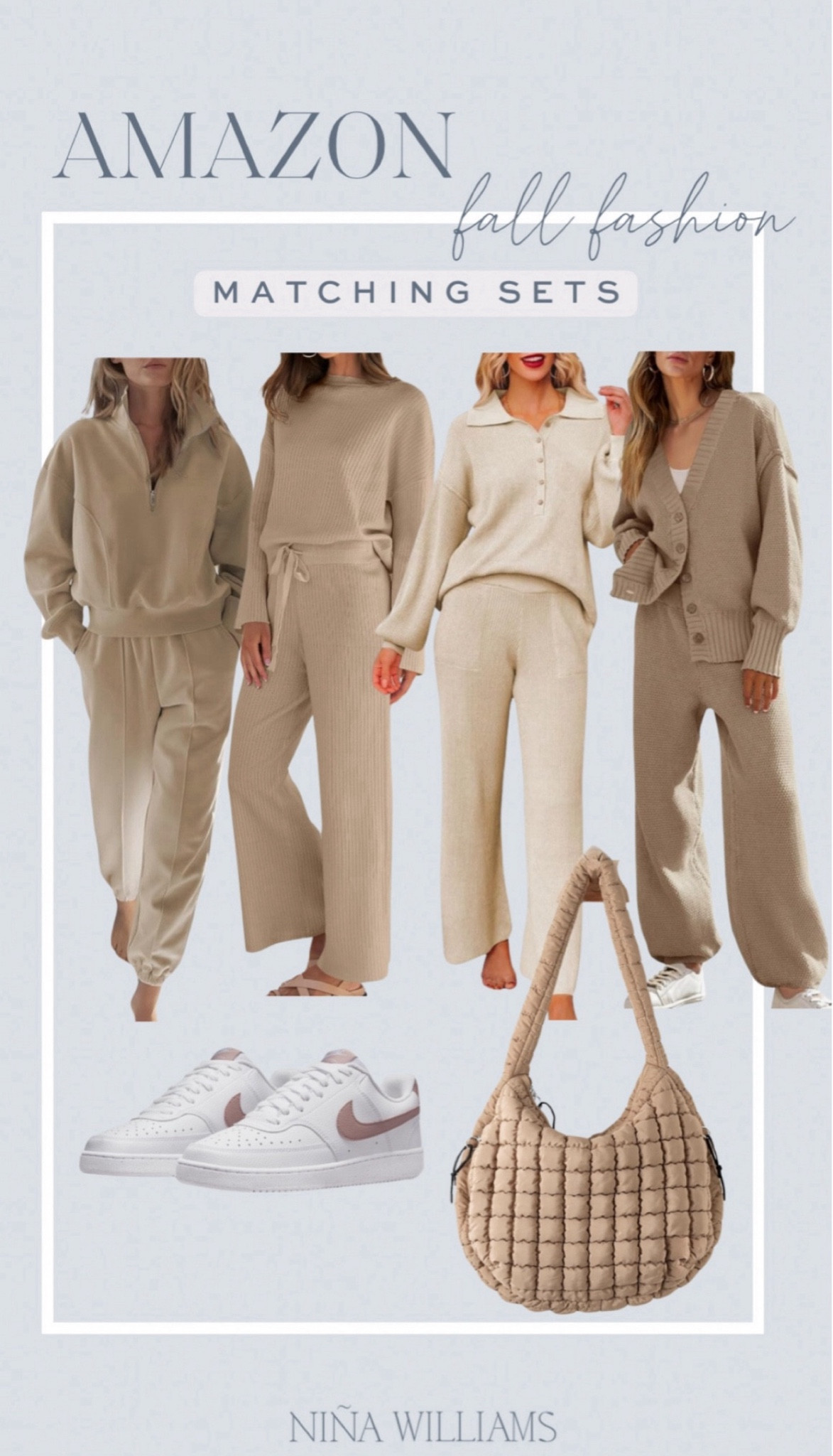 Amazon matching sets for the Fall! Perfect for school drop offs! Neutral outfits - cozy matching sets - free people dupe - travel outfit 

#LTKFindsUnder100 #LTKActive #LTKItBag