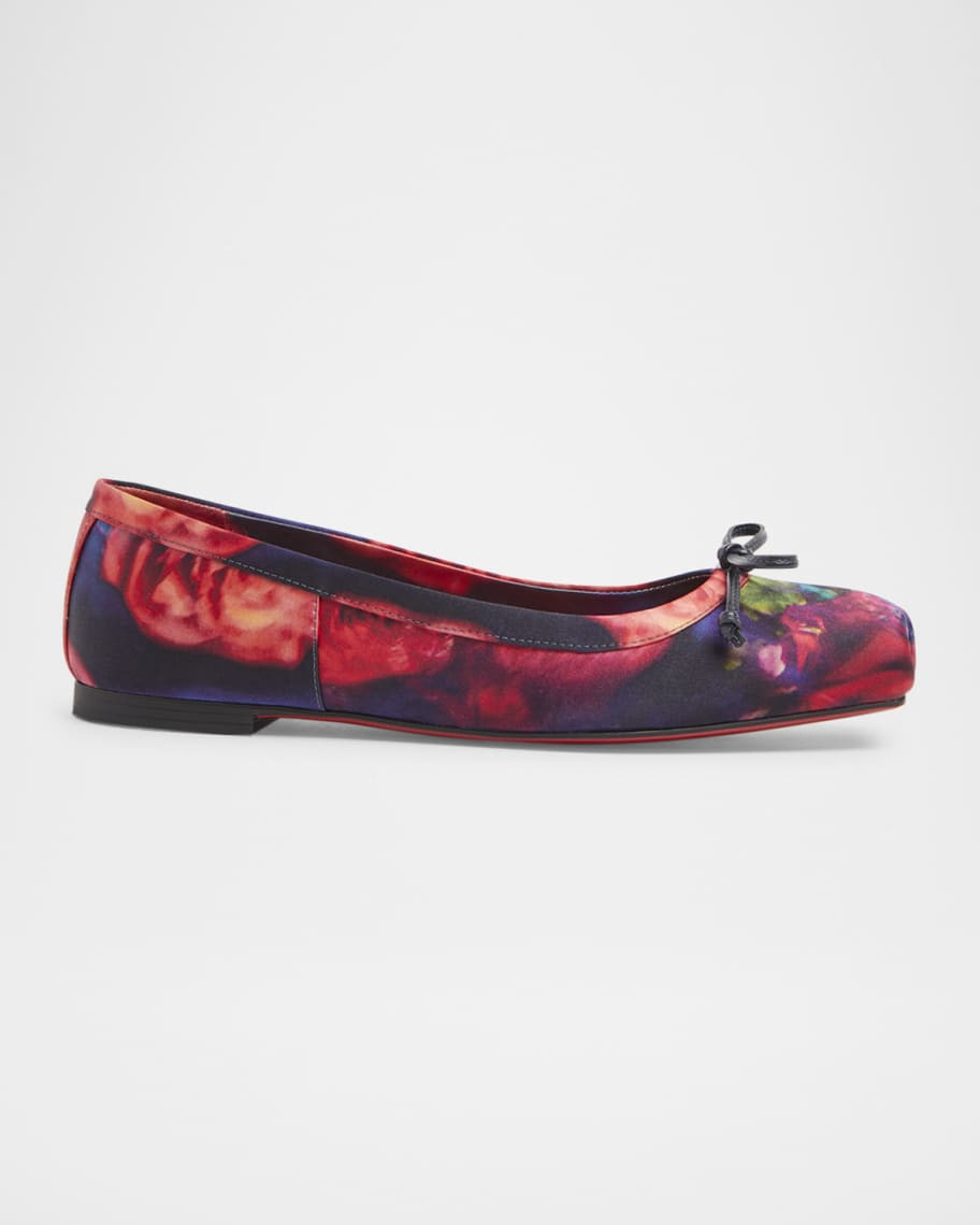 Christian Louboutin Mamadrague Multi Silk Red Sole Ballerina Flats | Neiman Marcus