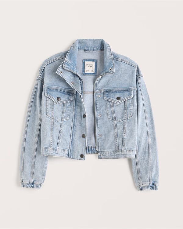 Drapey Mockneck Denim Jacket | Abercrombie & Fitch (US)