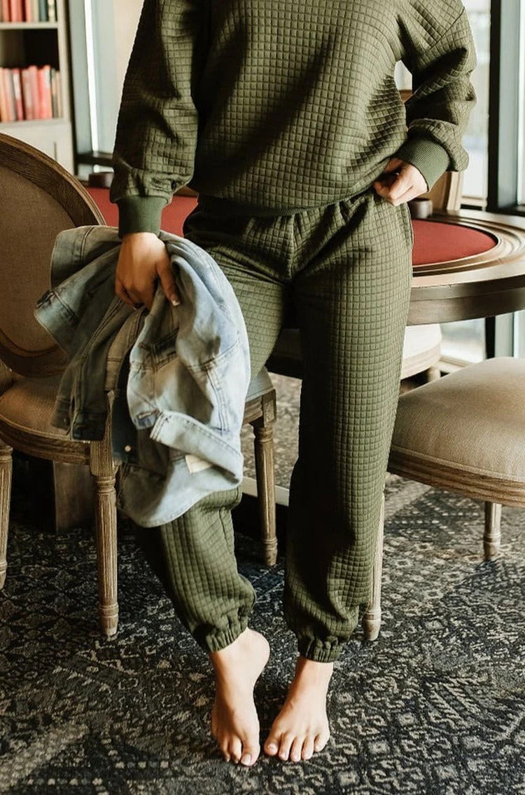 Quilted Joggers - Olive | Mindy Mae's Market