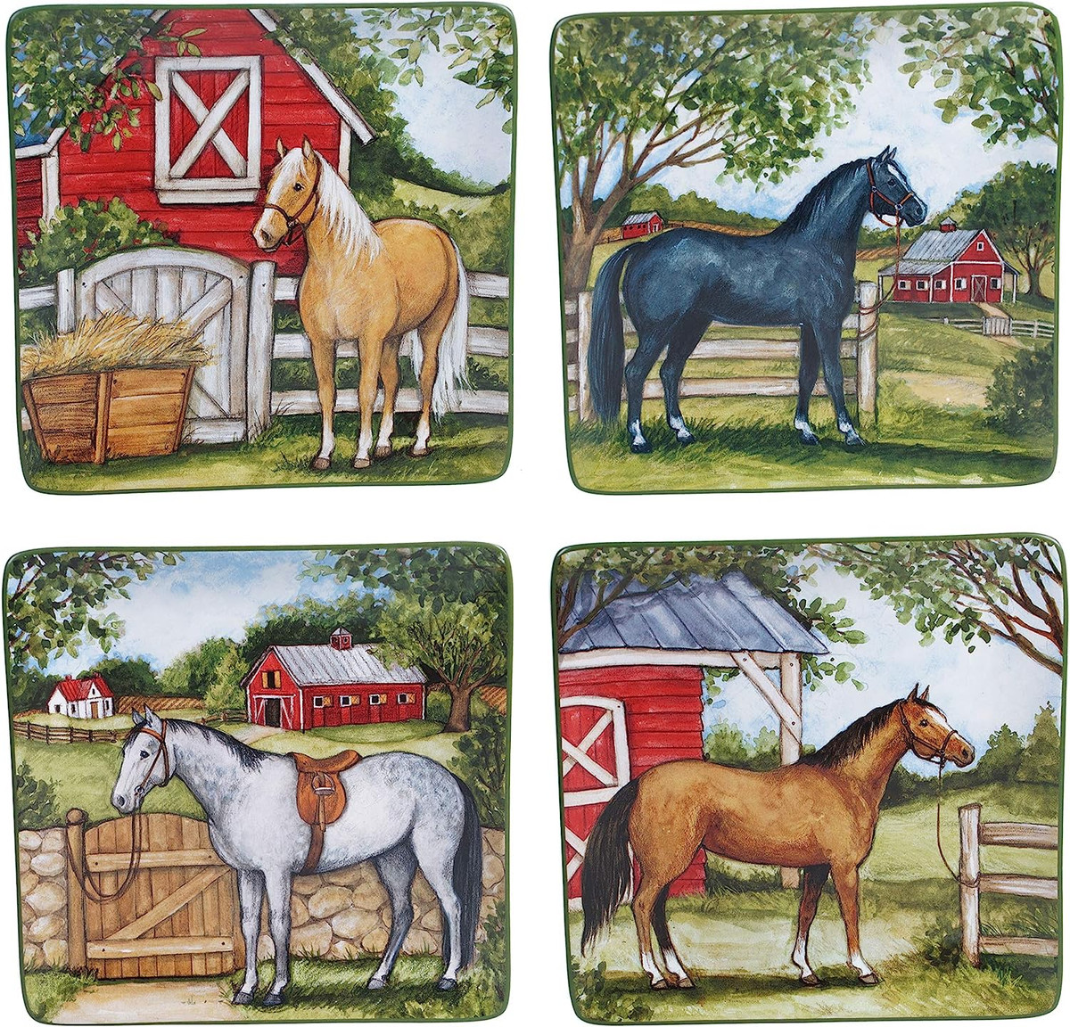 Clover Farm 10.5″ Dinner Plates, Set of 4 Assorted | eBay US