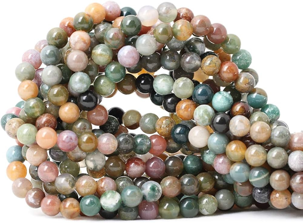 60PCS 6mm Natural Indian Agate Gemstone Round Loose Beads for Jewelry Making DIY 1 Strand 15" | Amazon (US)