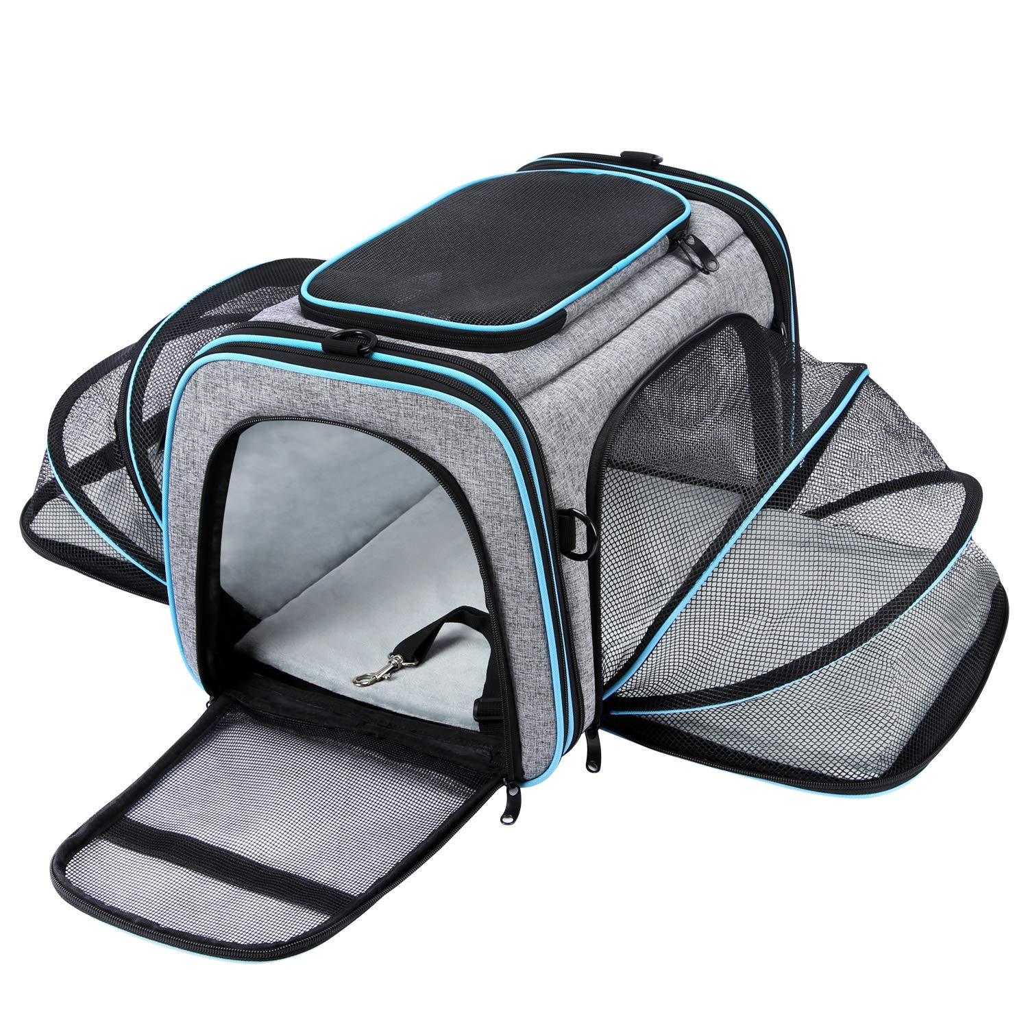 Airline Approved Pet Carrier, Large Soft Sided Pet Travel TSA Carrier 4 Sides Expandable Cat Coll... | Amazon (US)