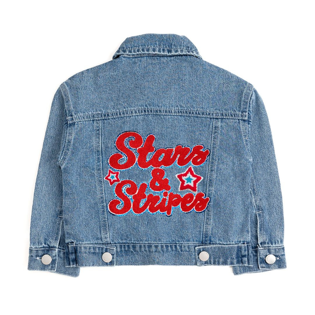 Stars and Stripes Patch Denim Jacket | Sweet Wink