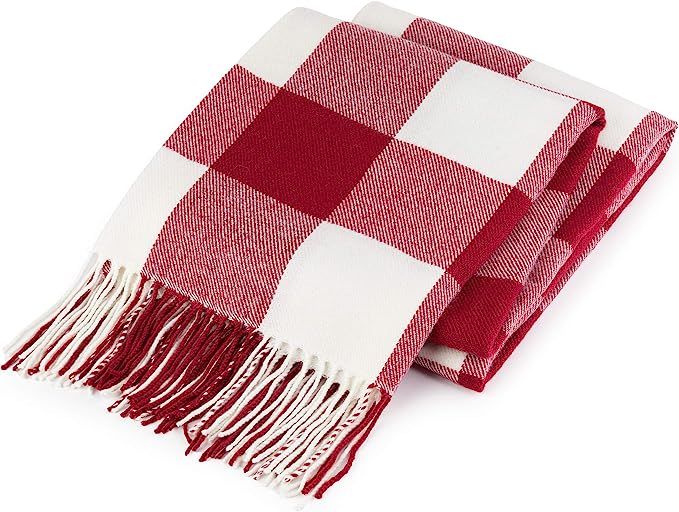 Buffalo Plaid Throw Blanket for Couch - Farmhouse Throw with Check Pattern - Soft Woven with Deco... | Amazon (US)