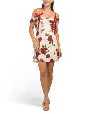 Sleeveless Floral Mini Dress With Ribbon Bow Detail | Casual Dresses  | Marshalls | Marshalls