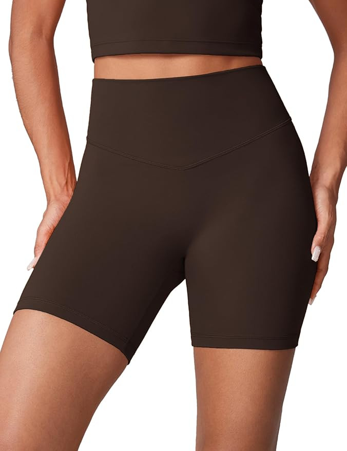 Hugcurve No Front Seam High Waisted Workout Biker Shorts for Women 6 Inches Tummy Control Buttery... | Amazon (US)