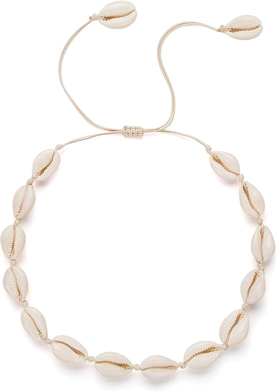 Nackiy Handmade Sea Shell Necklace for Women Summer Adjustable Natural Shell Collar Necklace (Bei... | Amazon (US)