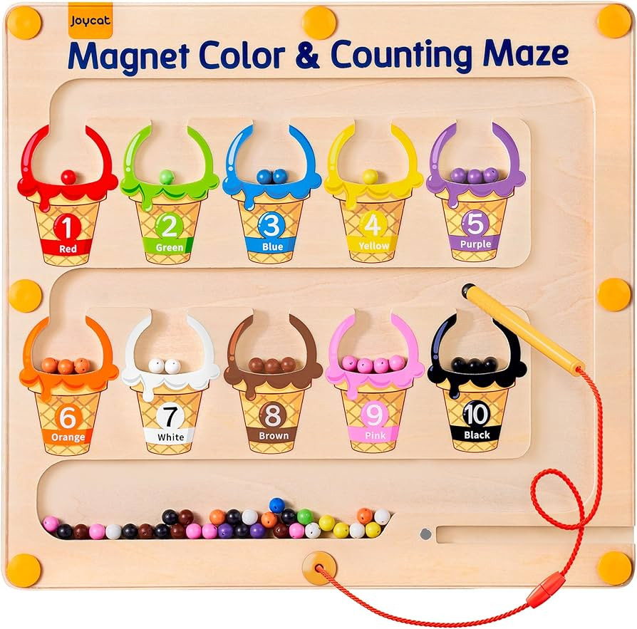 Magnetic Color and Number Maze - Montessori Wooden Color Matching Counting Magnet Puzzle Board-To... | Amazon (US)