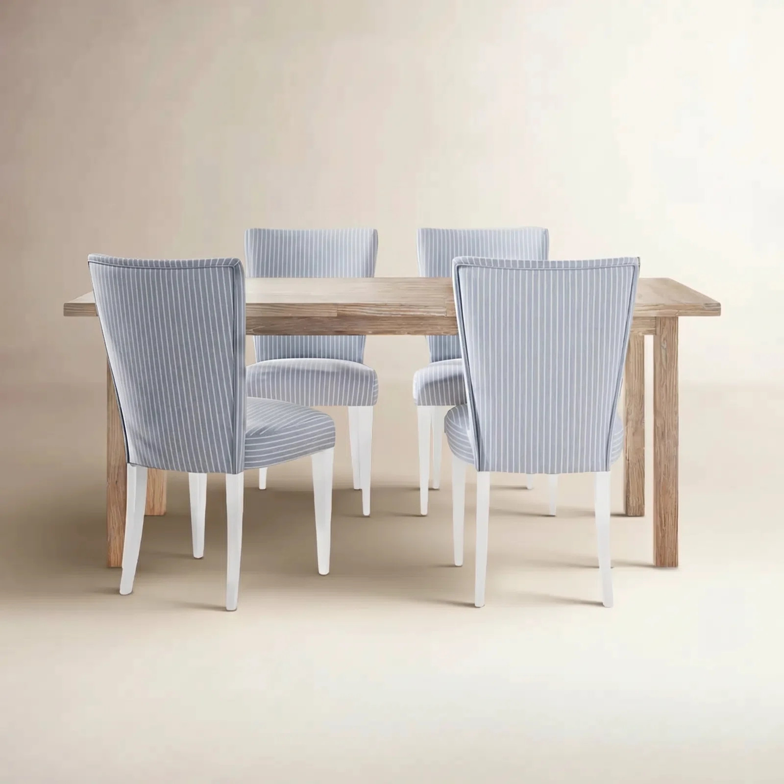 Lana Dining Set With Four Leg Table And Striped Side Chairs | Birch Lane