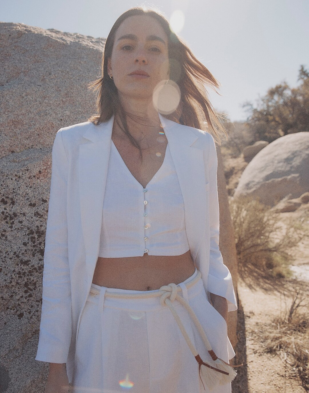 Linen Gwen Crop Vest Top | Madewell