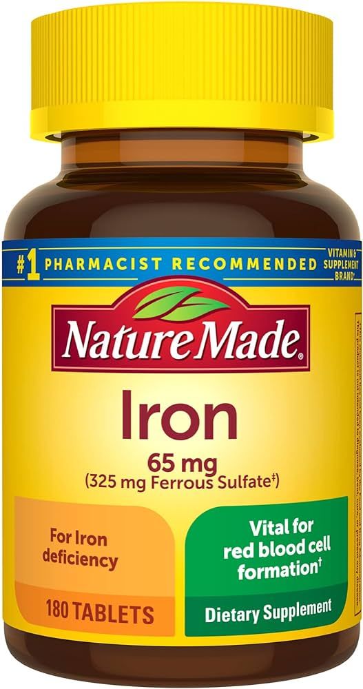 Nature Made Iron 65 mg (325 mg Ferrous Sulfate) Tablets, Dietary Supplement for Red Blood Cell Su... | Amazon (US)