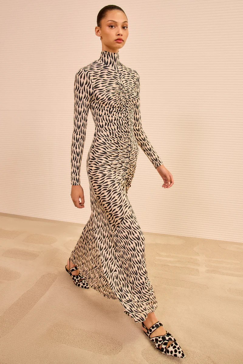 Ida Long Sleeve Ruched Turtleneck Dress - Silhouette | Ulla Johnson