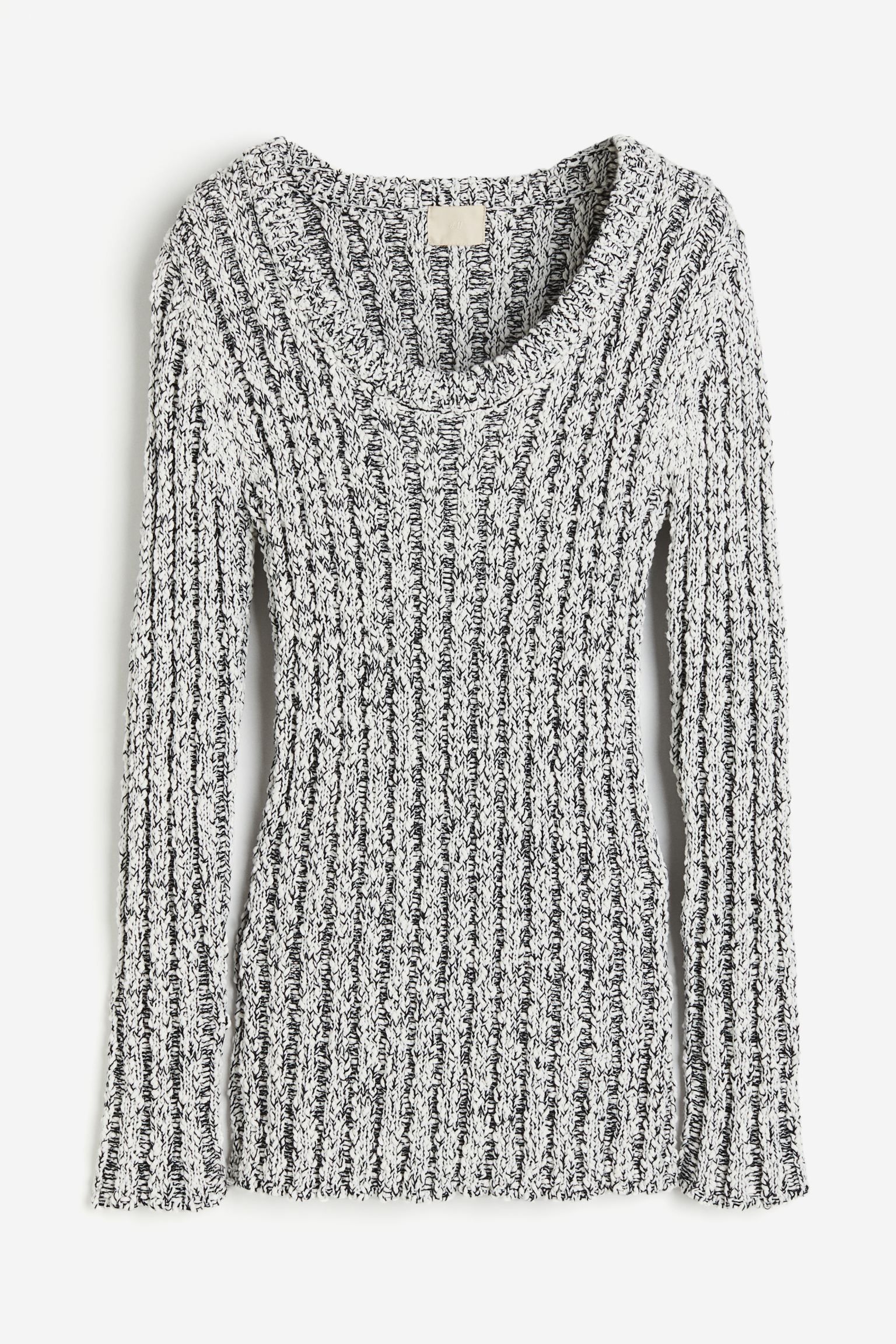 Rib-knit jumper - White/Black marl - Ladies | H&M GB | H&M (UK, MY, IN, SG, PH, TW, HK)