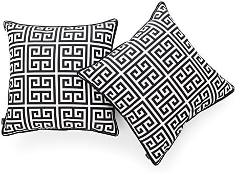 Hofdeco Decorative Throw Pillow Cover ONLY Indoor Outdoor Water Resistant Canvas Modern Black Gre... | Amazon (US)