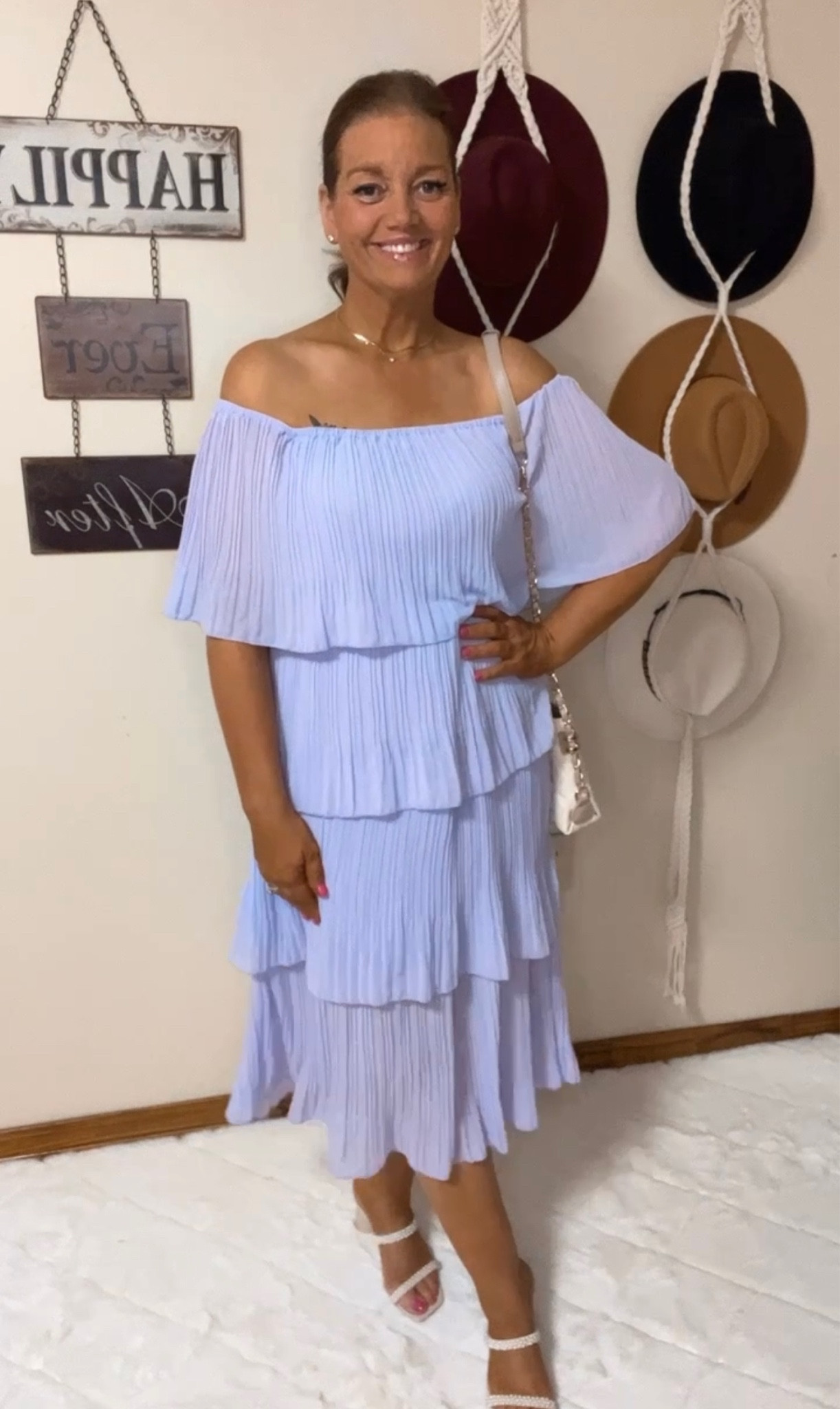 This dress is the perfect wedding guest dress. It screams spring and summer vibes. I love the details. It can be worn on the shoulders or off. #springfashion #weddingguest 

#LTKstyletip #LTKmidsize #LTKSpringSale