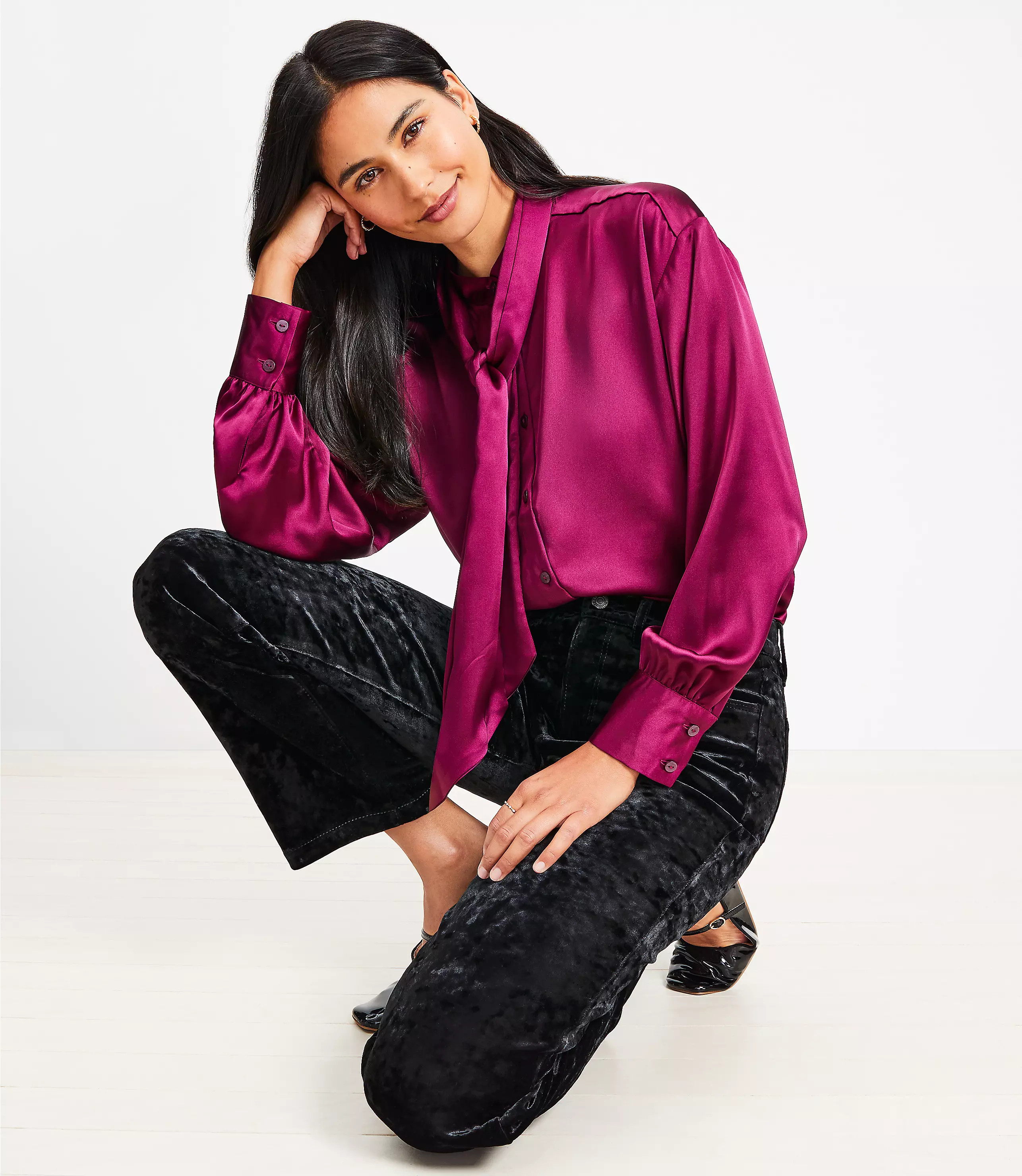 Five Pocket Straight Pants in Crushed Velvet | LOFT