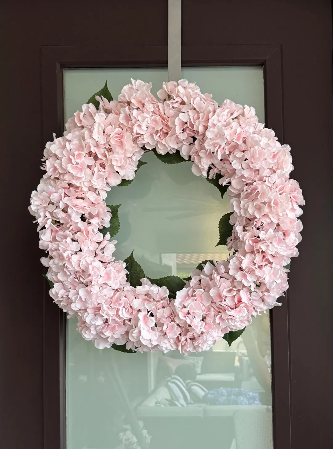 Capri Pink Artificial Hydrangea Wreath, 22 in UV Resistant Indoor Outdoor 16 Flower Heads - Etsy ... | Etsy (US)