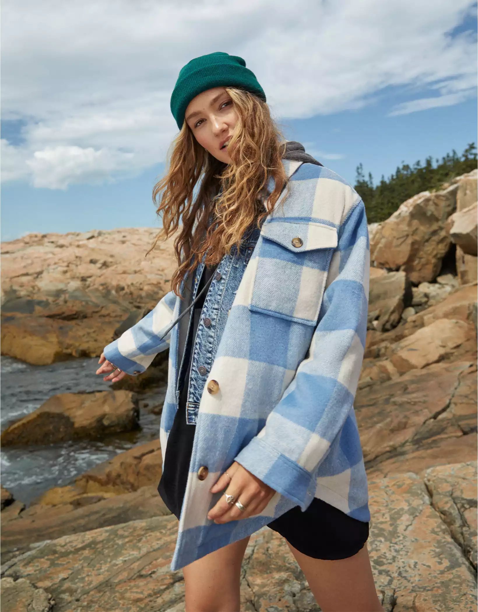 AE Sherpa-Lined Plaid Shacket | American Eagle Outfitters (US & CA)