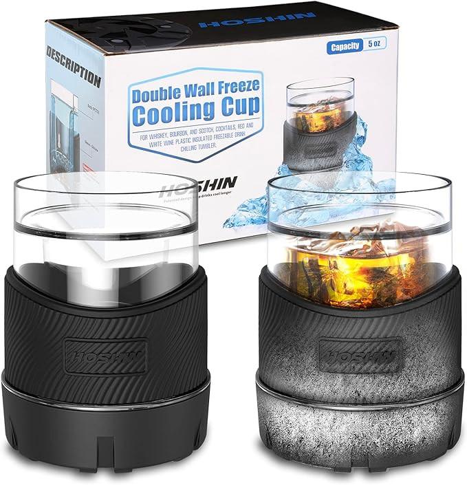 Freeze Cooling Cups, Whiskey Glasses for Whiskey, Bourbon, Scotch, Plastic Double Wall insulated ... | Amazon (US)
