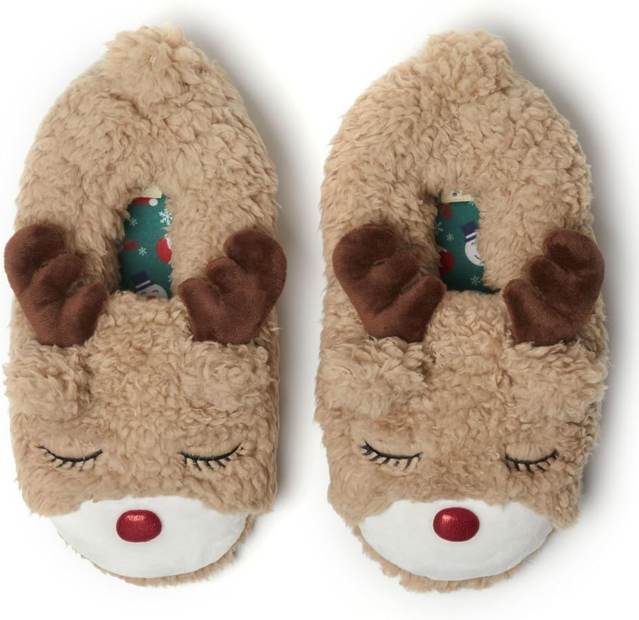 Dearfoams Unisex-Adult Matching Family Holiday Christmas Reindeer & Turkey Scuff Slipper | Amazon (US)