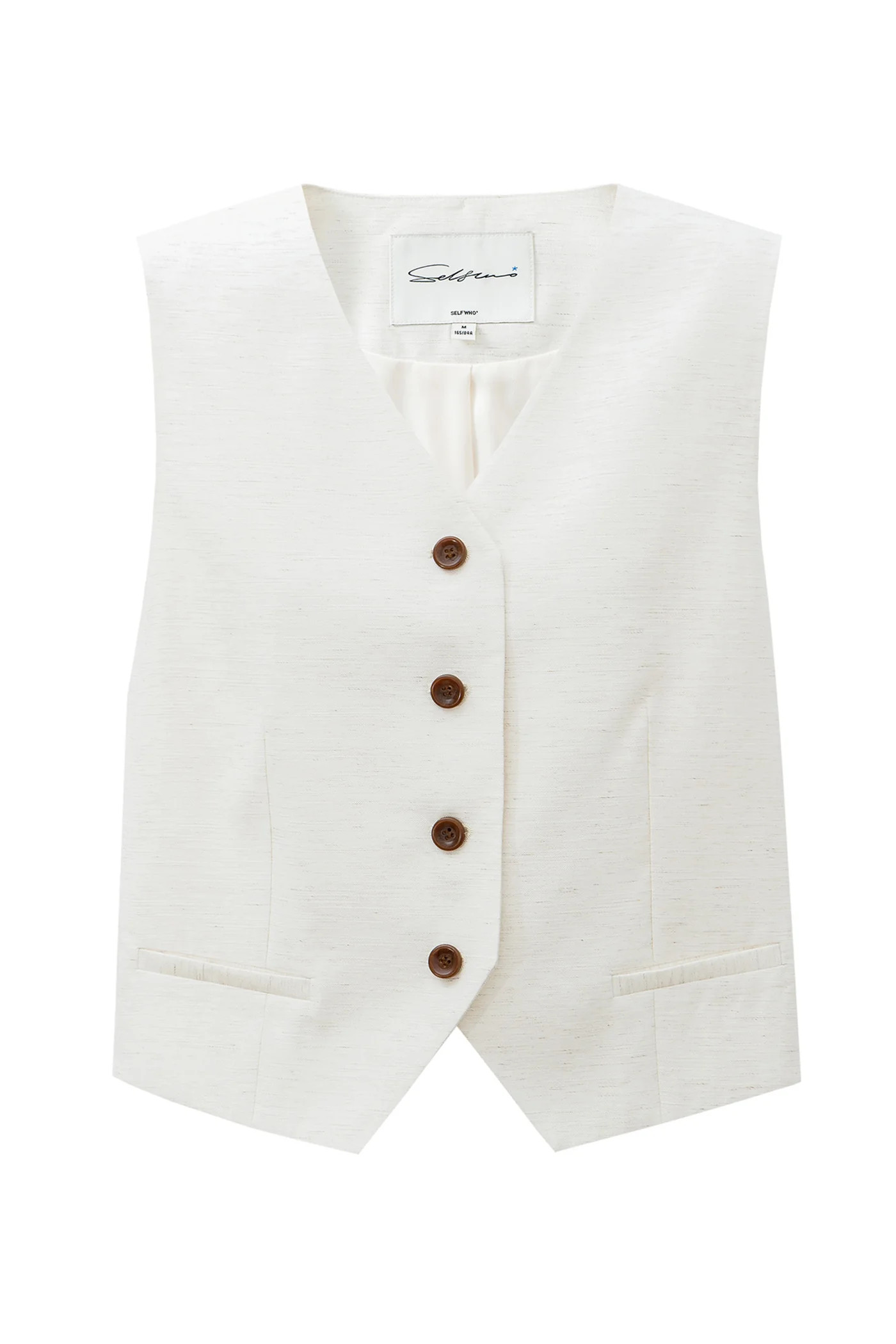 Linen-Blend Classic V-Neck Vest | SELFWHO