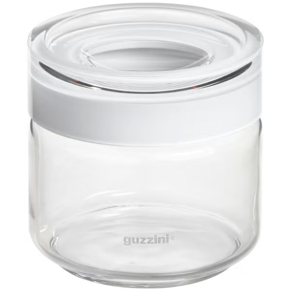guzzini 17 oz. Blanca Glass Canister White Acrylic Lid | The Container Store
